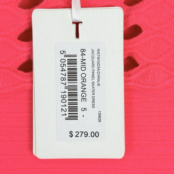 Ted Baker Zaralie Neon Coral Jacquard Panel Skater Dress Women's 6 US 14 NEW NWT - Picture 6 of 7